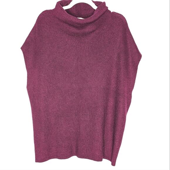 Chicos Burgundy Wool Blend Lagenlook Cowl Neck Oversized Cozy Tunic Sweater 2 - Picture 1 of 5